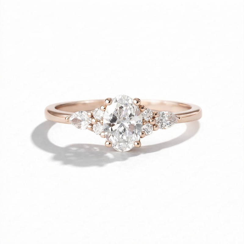 Oval Dainty Diamond Ring