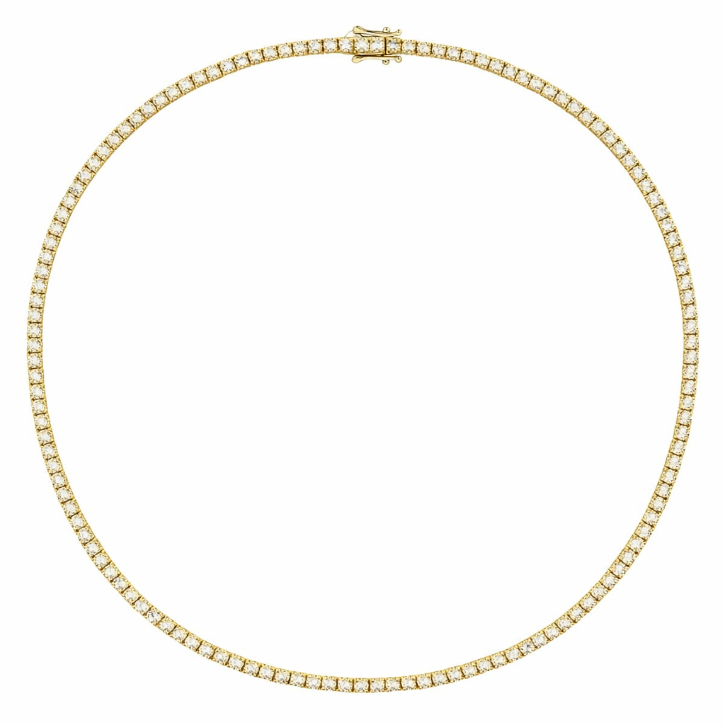 قلادة تنس مرصعة بالألماس عيار 18 قيراطًا