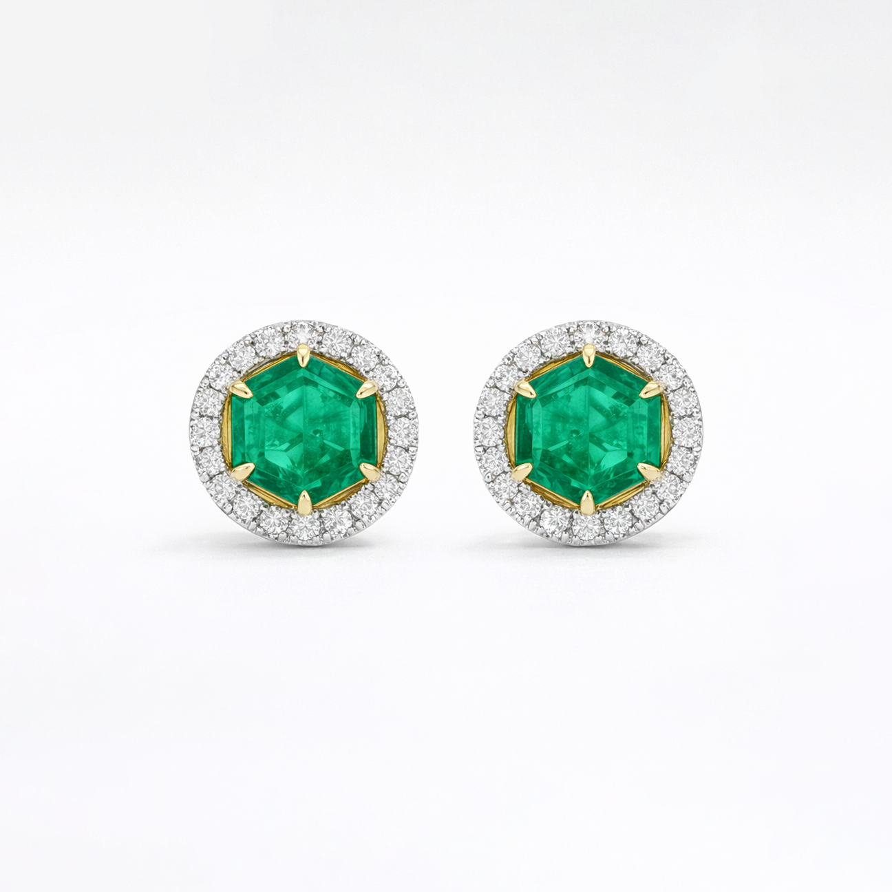 Emerald Hexagon Earrings