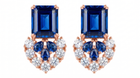 Sea Wave Earrings | Lab-Grown Sapphires & Diamonds | 18K White Gold