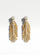 Gold and diamond earrings in the shape of a palm tree on a white background