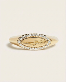Engravable Diamond Oval Ring